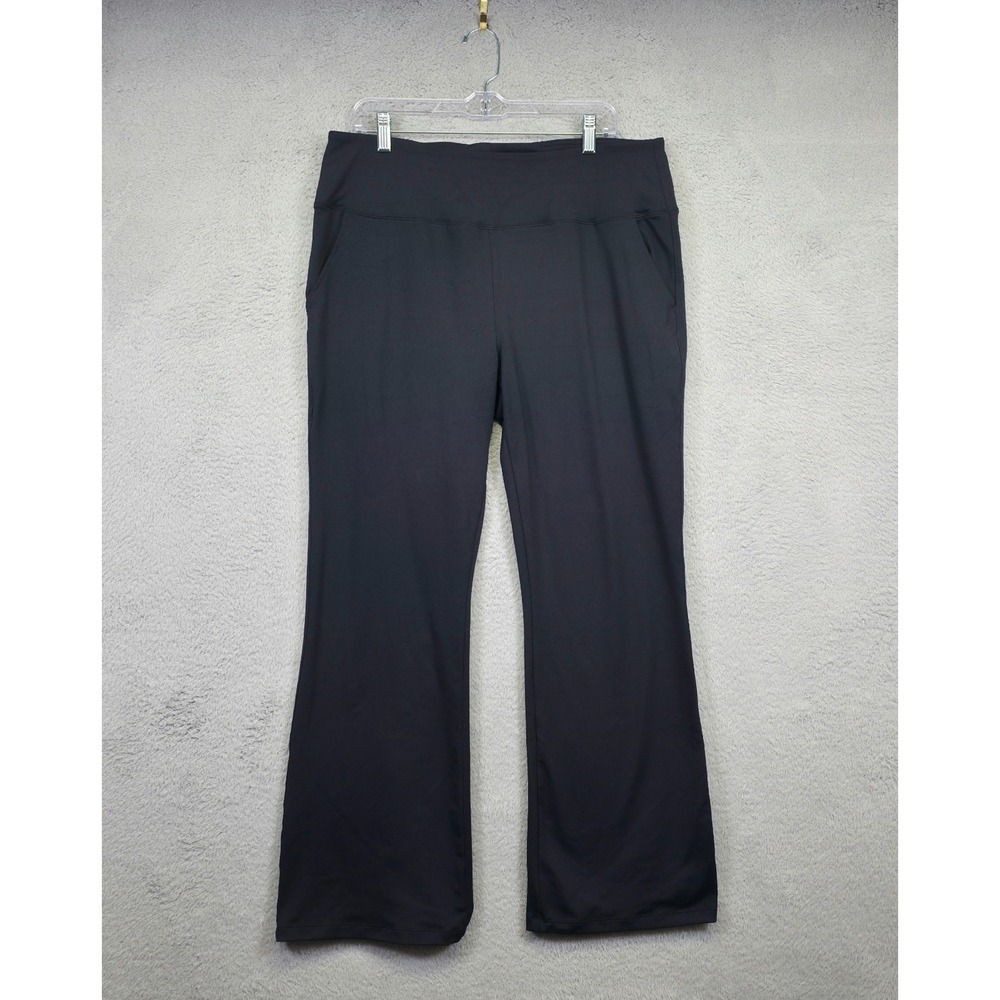 Agenlulu Pants Womens 2XL Black Flared Leg High Rise Pull On Yoga Work Slacks‎